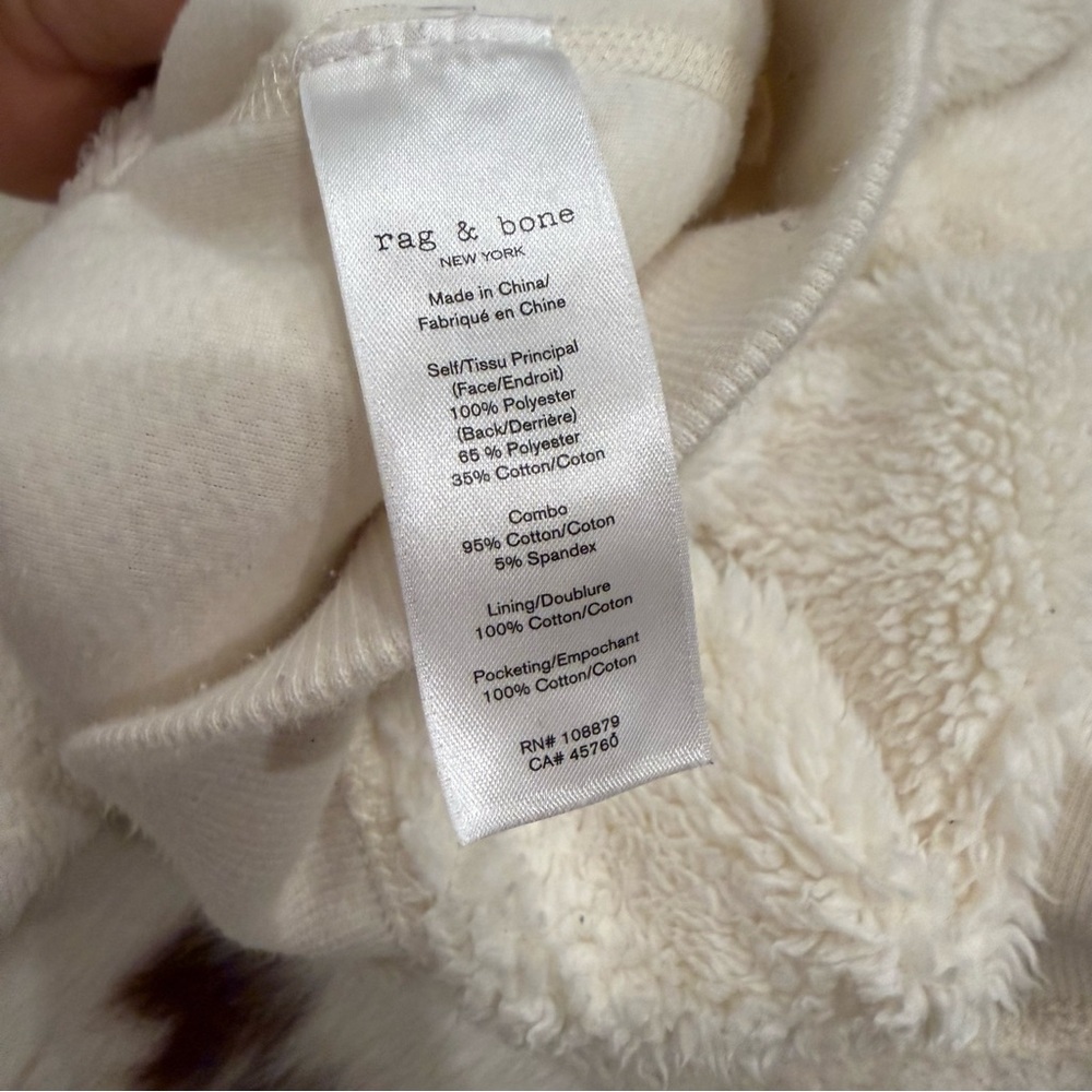 Rag & Bone Ivory Cotton Sherpa Like Pull Over Jacket Hooded Small - Picture 8 of 8